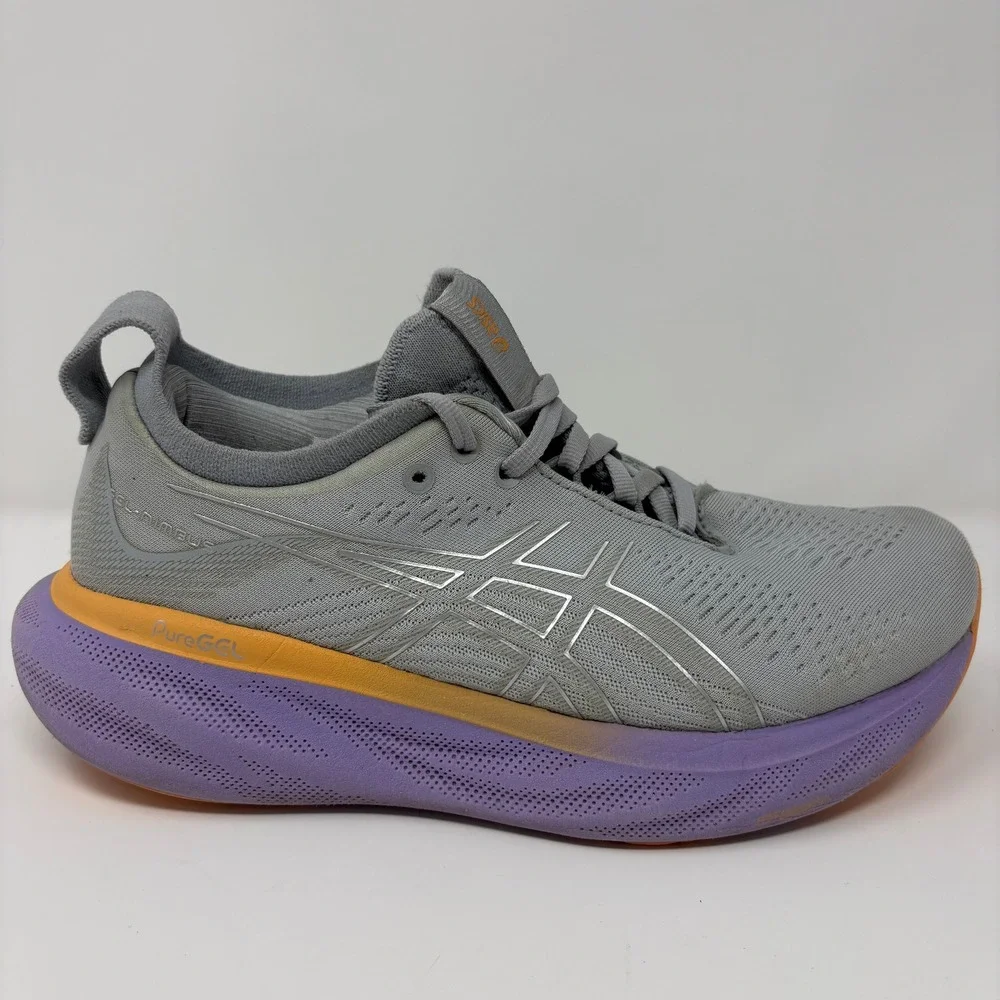 ASICS Gel-Nimbus 25 Size 6.5 Women Grey Purple Orange Running Shoes 1012B356